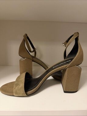 Alexander Wang Olive/Tan Block Heel Ankle Strap Sandals